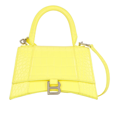 Hourglass Small, &pound;550, Handbags, Yellow, Leather, Front view